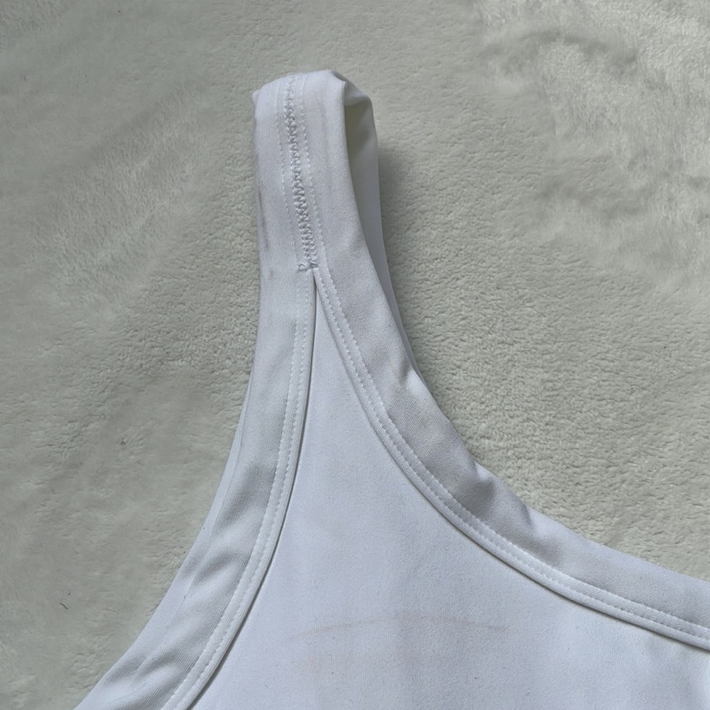 White One-Shoulder Women's Shorts Set - Picture 7 of 8
